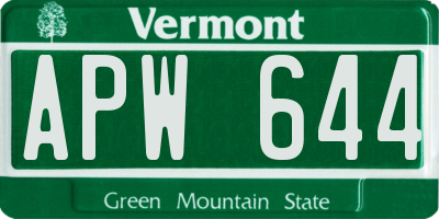 VT license plate APW644