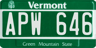 VT license plate APW646