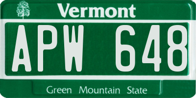 VT license plate APW648