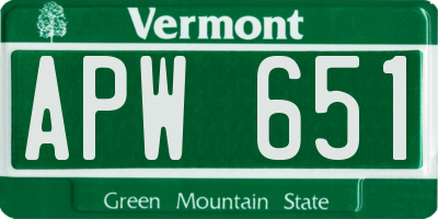 VT license plate APW651