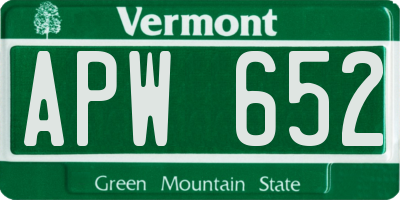 VT license plate APW652