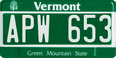VT license plate APW653