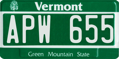 VT license plate APW655