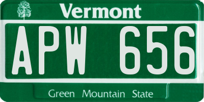 VT license plate APW656