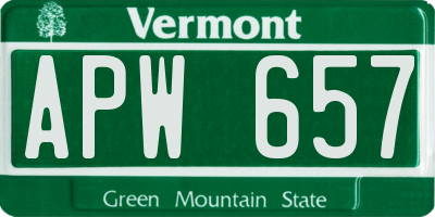 VT license plate APW657