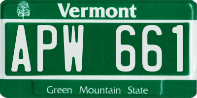 VT license plate APW661