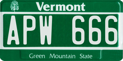 VT license plate APW666
