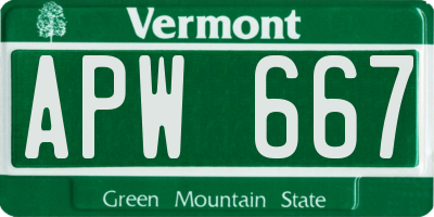 VT license plate APW667