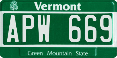 VT license plate APW669