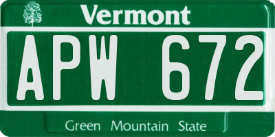 VT license plate APW672