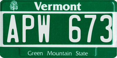 VT license plate APW673