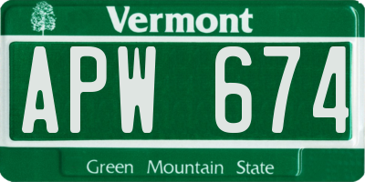 VT license plate APW674