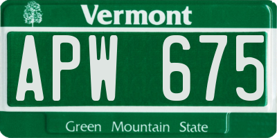 VT license plate APW675
