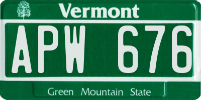 VT license plate APW676