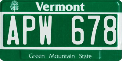 VT license plate APW678