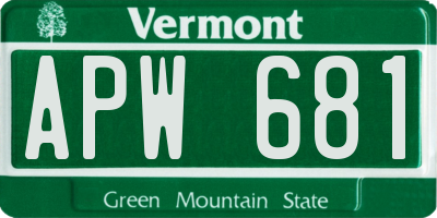 VT license plate APW681