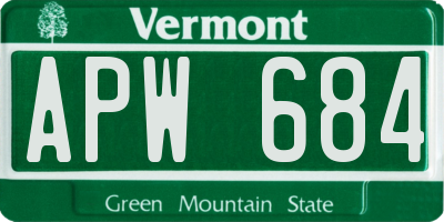 VT license plate APW684