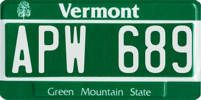 VT license plate APW689
