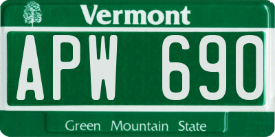 VT license plate APW690