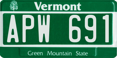 VT license plate APW691