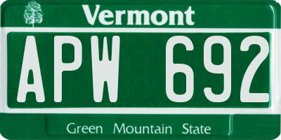VT license plate APW692