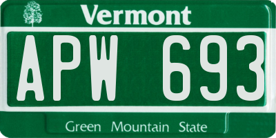 VT license plate APW693