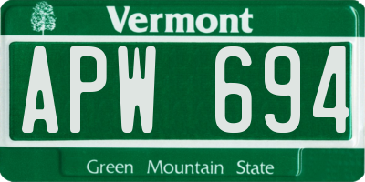 VT license plate APW694