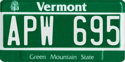 VT license plate APW695