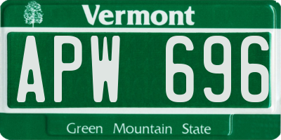 VT license plate APW696