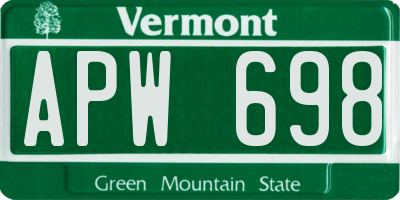 VT license plate APW698