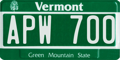 VT license plate APW700