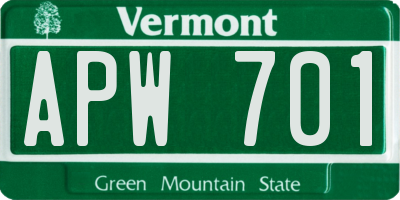 VT license plate APW701