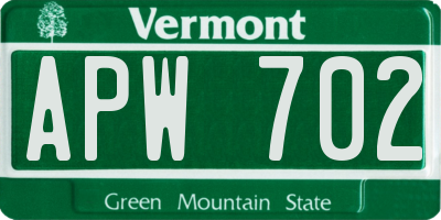 VT license plate APW702
