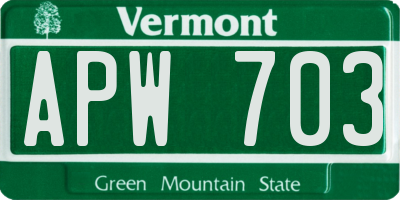 VT license plate APW703