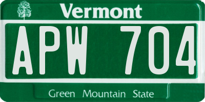 VT license plate APW704