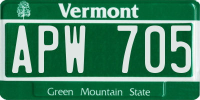 VT license plate APW705