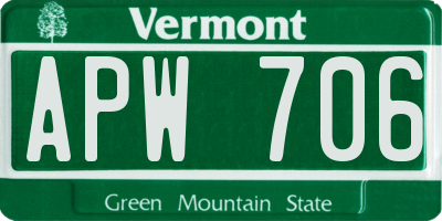 VT license plate APW706