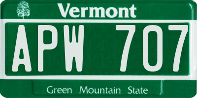 VT license plate APW707