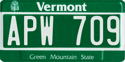 VT license plate APW709