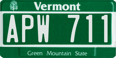 VT license plate APW711