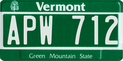 VT license plate APW712
