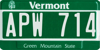 VT license plate APW714