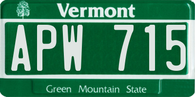 VT license plate APW715