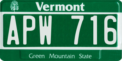 VT license plate APW716