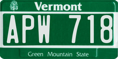 VT license plate APW718