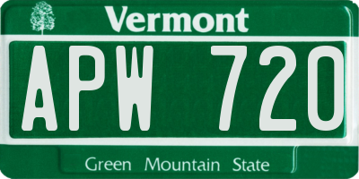 VT license plate APW720