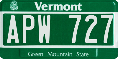 VT license plate APW727