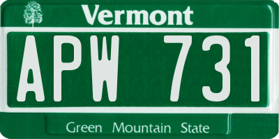VT license plate APW731
