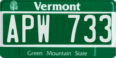 VT license plate APW733
