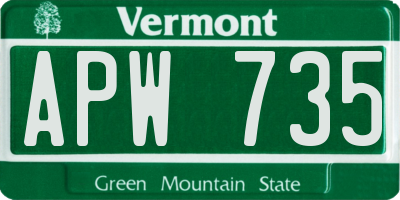 VT license plate APW735